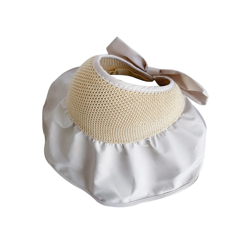 サンバイザー レディース 夏 日焼け防止 日よけ 帽子 遮光 アウトドア リゾート フリーサイズ ベージュ 黒 カーキ 小物 かわいい 女優帽 リボン