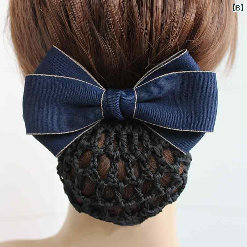 シニヨンネット かわいい ナース 銀行 韓国 簡単 まとめ髪 シンプル 普段使い メッシュ 青 黒 グレー リボン 滑り止め レディース ヘアアクセサリー