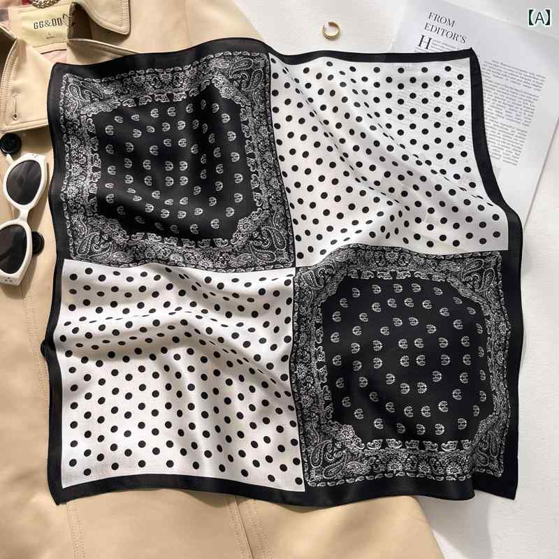 スカーフ メンズ レトロ 白 黒 ペイズリー 柄 小さめ 正方形 スーツ シャツ 襟 秋冬 薄手 プリント おしゃれ ユニセックス 小物 通気性 柔らかく 快適