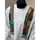 メンズ トップス 秋冬 男性用 スカーフ プリント アメリカン レトロ 長袖 Tシャツ ベルベット ラウンドネック スウェット 大きいサイズ 黒 白