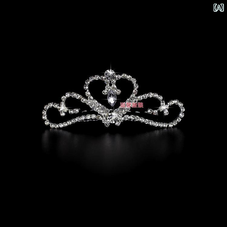 ティアラ 結婚式 ブライダル ストーン キラキラ コーム クラウン キッズ 王冠 ウェディング アクセサリー 頭飾り ステージ パーティー 舞台 新婦 韓国 シルバー