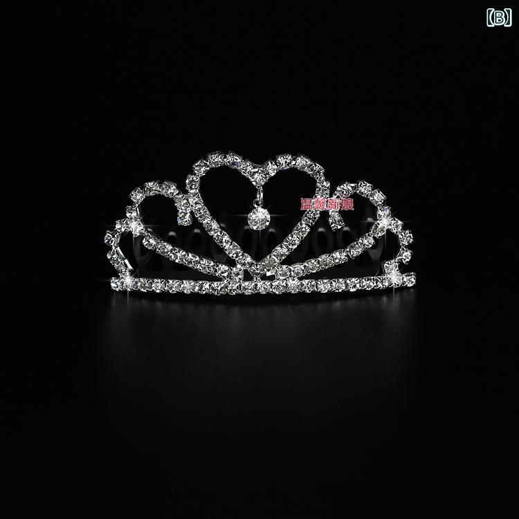 ティアラ 結婚式 ブライダル ストーン キラキラ コーム クラウン キッズ 王冠 ウェディング アクセサリー 頭飾り ステージ パーティー 舞台 新婦 韓国 シルバー