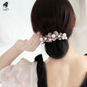 シニヨンネット かわいい レディース スチュワーデス ヘアアクセサリー 合金 メッシュ 水晶 シンプル 青 ピンク 白 普段使い まとめ髪 花 バレッタ 簡単(4)