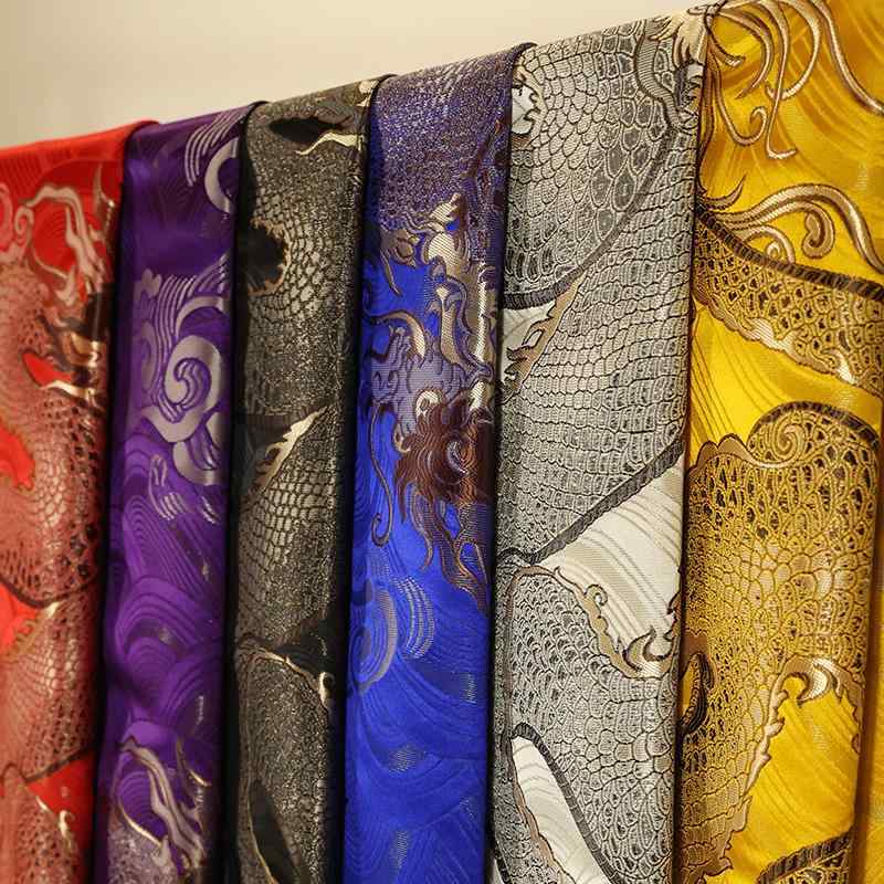 生地 おしゃれ 豪華 ジャカード ドラゴン 錦織 レトロ 衣装 漢服 チャイナ ドレス コスプレ クッション カバー 柔らかい 手作り 青 白 黄色