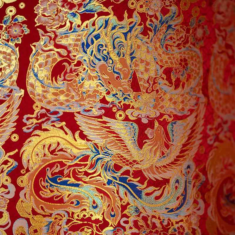 生地 おしゃれ ドラゴン フェニックス 花 織り 螺鈿 ジャカード 漢服 馬面スカート 手作り 光沢 豪華 ..