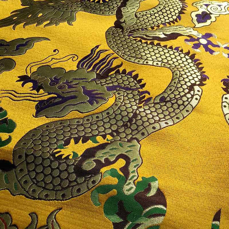 Satin - 生地 おしゃれ 王 ドラゴン ローブ ゴールド ジャカード 雲 錦織 サテン 光沢 柔らかい 豪華 衣装 クッション カバー 華やか 辰年 干支