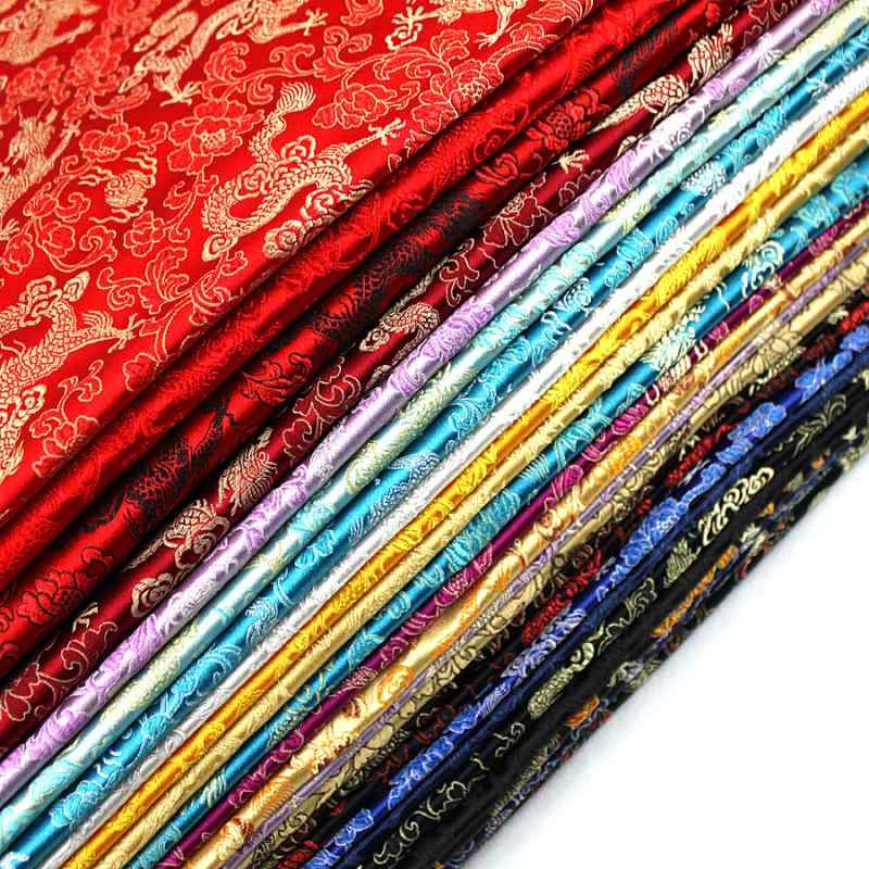 生地 おしゃれ ドラゴン レトロ 衣装 韓服 唐 サテン 厚手 光沢 柔らかい クッション カバー 手作り チャイナ風 シルバー 青 白