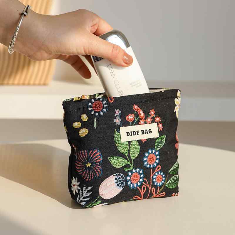 ポーチ 花柄 レトロ バッグ 旅行 大きめ 化粧品 レディース 母の日 プレゼント 収納 ポータブル 英字 ..