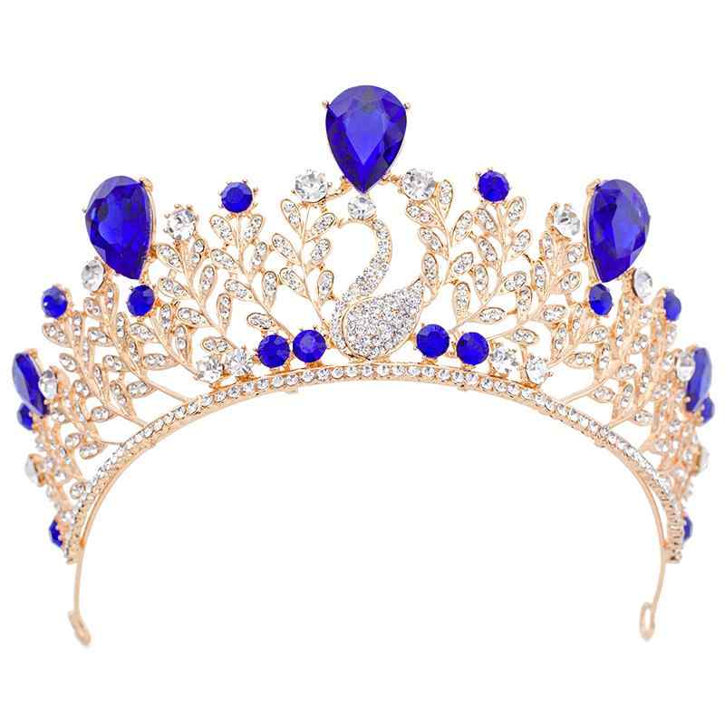 ティアラ 結婚式 合金 ブライダル 宴会 ヘアアクセサリー ステージ 舞台 レトロ キラキラ ストーン きれい スワン 白鳥 青 白 赤