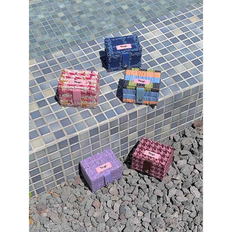 収納ボックス ふた付き ジャカード PU アクセサリー 小物入れ ミニサイズ ポータブル 旅行 卓上 インテリア レトロ おしゃれ カラフル