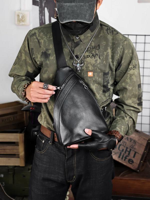 レザー バッグ ショルダー メンズ 斜め掛け 大人 おしゃれ ニッチ チェストバッグ ボディバッグ ソフト 牛革大容量 スポーツ 通勤 カジュアル