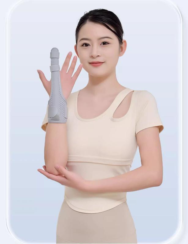 指 骨折 サポーター 保護 捻挫 固定 キッズ シンプル 簡単 快適 黒 グレー 通気性 柔らかい メッシュ 軽量 吸汗性 手首 左右 耐久性 調整 面ファスナー アルミ