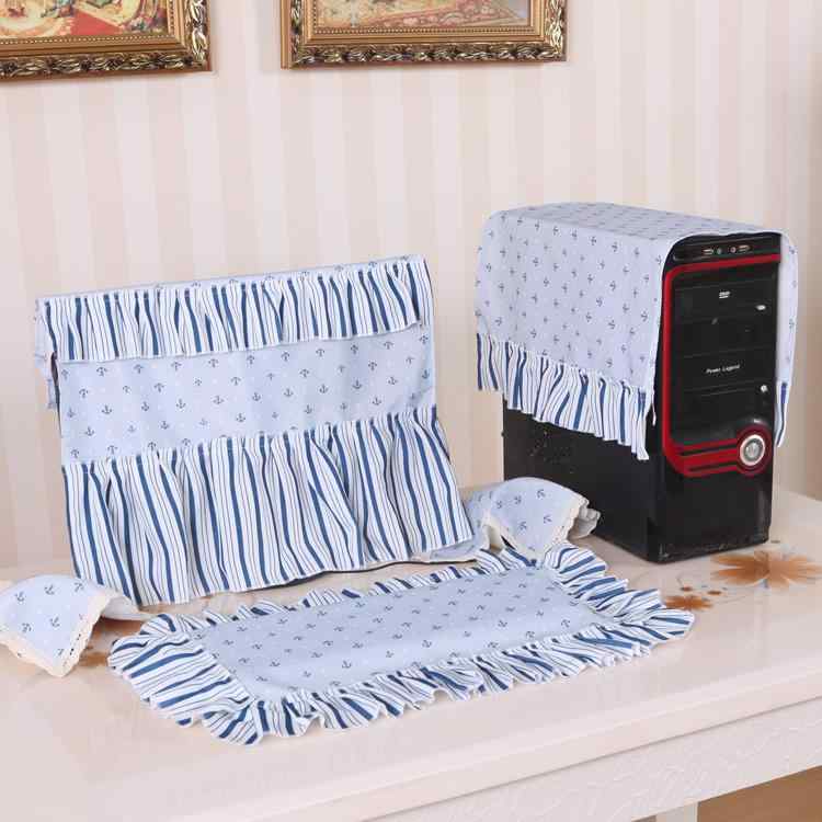 モニターカバー レース 布製 液晶ディスプレイ デスクトップパソコン用 防塵 ほこりよけ 保護カバー PCカバー おしゃれクロス ピンク グリーン オフィス 自宅 インテリア