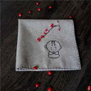 ハンカチ レディース メンズ 携帯用 普段使い ギフト スクエア 小さめ 綿 麻 チャイナ風 レトロ 刺繡 お坊さん シンプル おしゃれ グレー ...