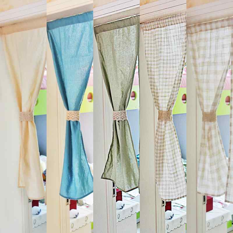 カフェカーテン 両開き シンプル ドア 寝室 仕切り ホーム 部屋 通路 風よけ 網戸 キッチン 面ファスナー付き コットンリネン チャイナ風 白 おしゃれ 無地