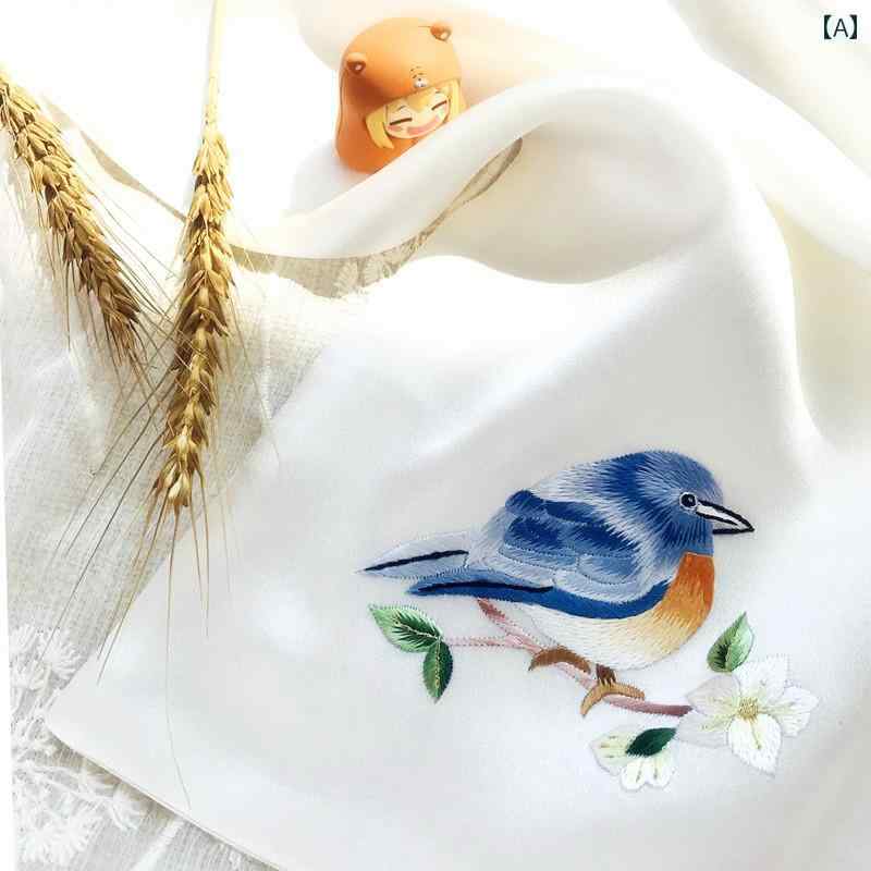 ハンカチ レディース 大人 刺繍 中国 レトロ 手ぬぐい 小さめ スクエア スカーフ 母の日 漢服 エレガント 誕生日 記念日 シンプル 無地 花柄 連 イチョウ