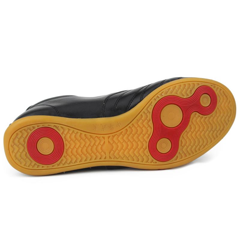 武術シューズ 男女兼用 太極拳用 稽古 練習 スポーツ トレーニング ソフトレザー 柔らかい革 ゴム底 柔軟底 薄底 快適 軽量 屈曲性 滑り止め 白 黒 赤(4)