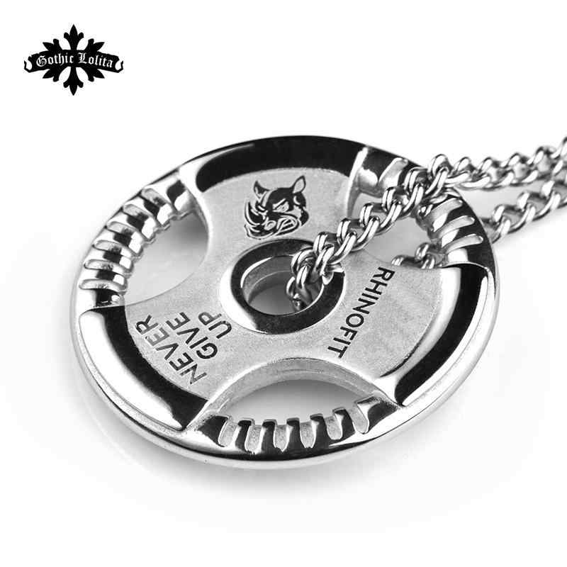 ネックレス メンズ 男性 チタン鋼 ダンベル バーベルプレート スポーツ フィットネス トレーニング ペ..