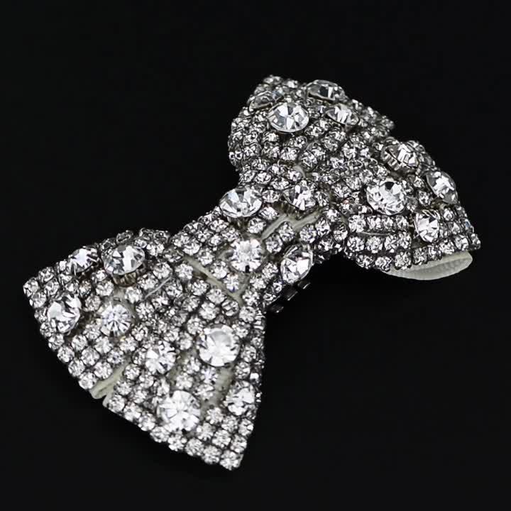 シューアクセサリー 取り外し シュークリップ リボンモチーフ ラインストーン ジルコニア シルバー ホ..