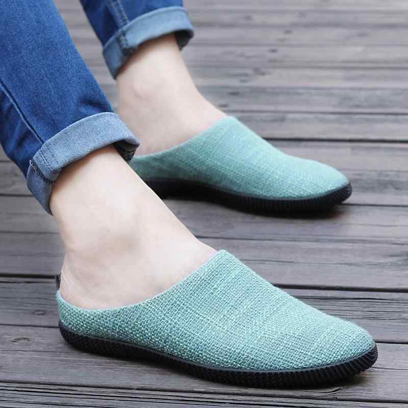 スリッポン メンズ 男性用 クローズドトゥ バックスリッポン ミュール キャンバス ドライビング モカシン 滑り止め 耐摩耗性 室内履き ルームシューズ 普段使い 春夏 カジュアル