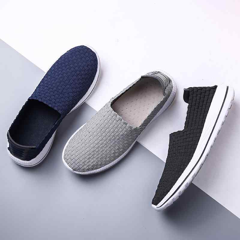 メンズ シューズ 夏 スリッポン ランニング カジュアル 通気性 メッシュ 編み込み 普段使い スポーツ ..