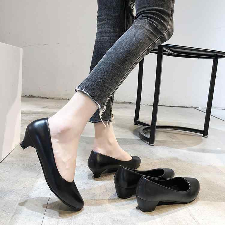 パンプス レディース 女性用 ローヒール 黒 ブラック 革靴 レザーシューズ ラウンドトゥ 通勤 ビジネス オフィス フォーマル 快適 履きやすい 歩きやすい 疲れにくい PU 合皮