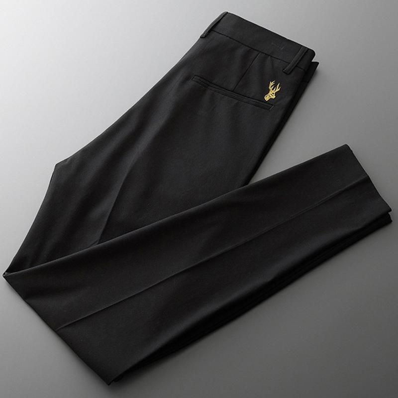 Pants - スラックス メンズ 秋冬 ドレープ感 スリムフィット アンクル丈 9分丈 ストレート ビジネスパンツ ビジネスカジュアル フォーマル 韓国スタイル ポリエステル レーヨン ストレッチ イージーケア
