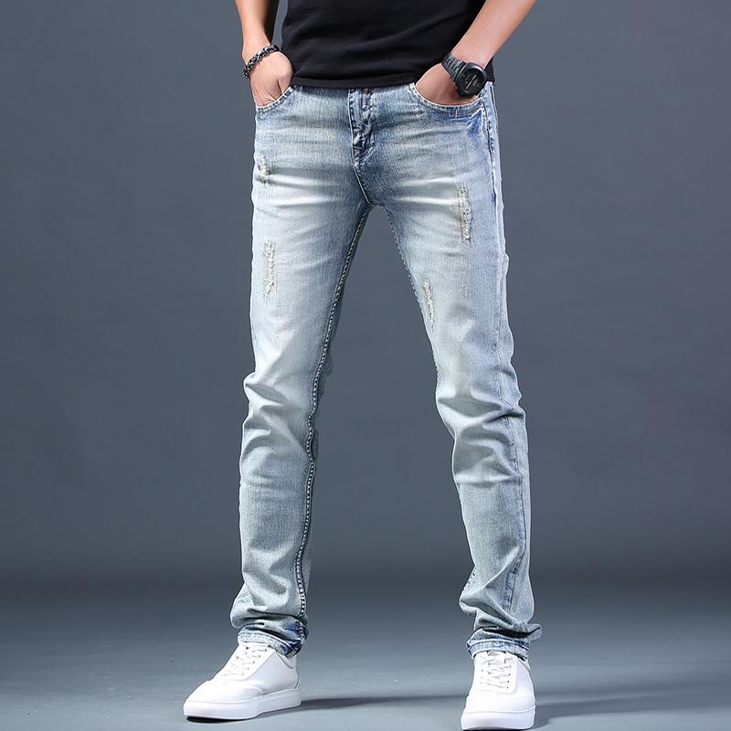 デニムパンツ メンズ ゆったり ストレート ロング丈 薄手 軽量 接触冷感 レトロ カジュアル 綿混 ストレッチ 春夏