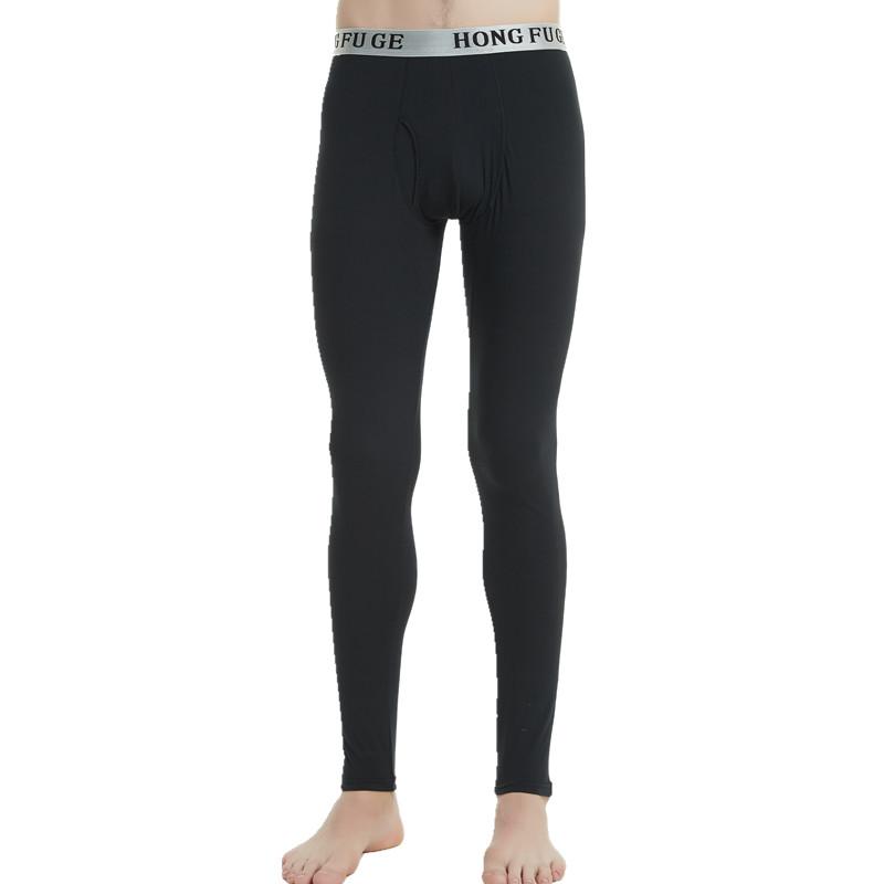 Skinney Pants - タイツ メンズ 薄手 極薄 伸縮性 接触冷感 フィット スキニー フルレングス 綿混 モダール混 秋冬 インナー ブラック 快適