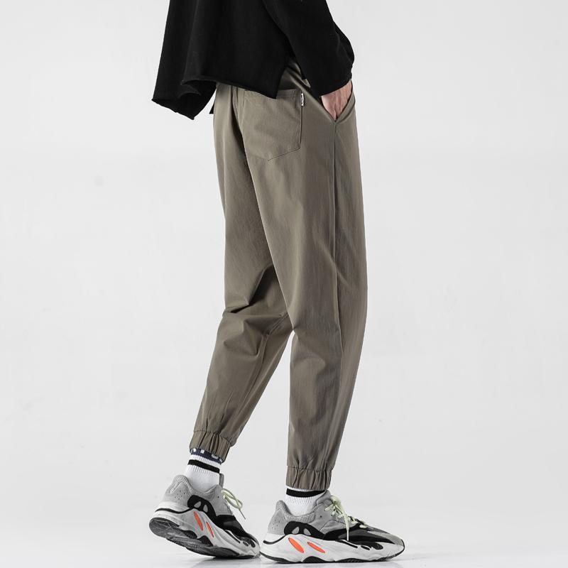 パンツ メンズ ロング丈 高身長 極薄 接触冷感 速乾 ジョガーパンツ スポーツ カジュアル ルーズフィット 伸縮性 ナイロン 夏 黒 ダークグレー