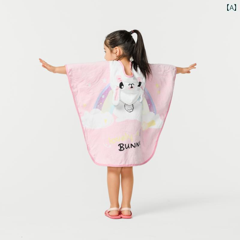 着る バスタオル 子供 バスローブ フード付き 速乾 吸水 綿 かわいい 黄 ピンク 白 ヒョウ柄 パンダ 水泳 温泉 2