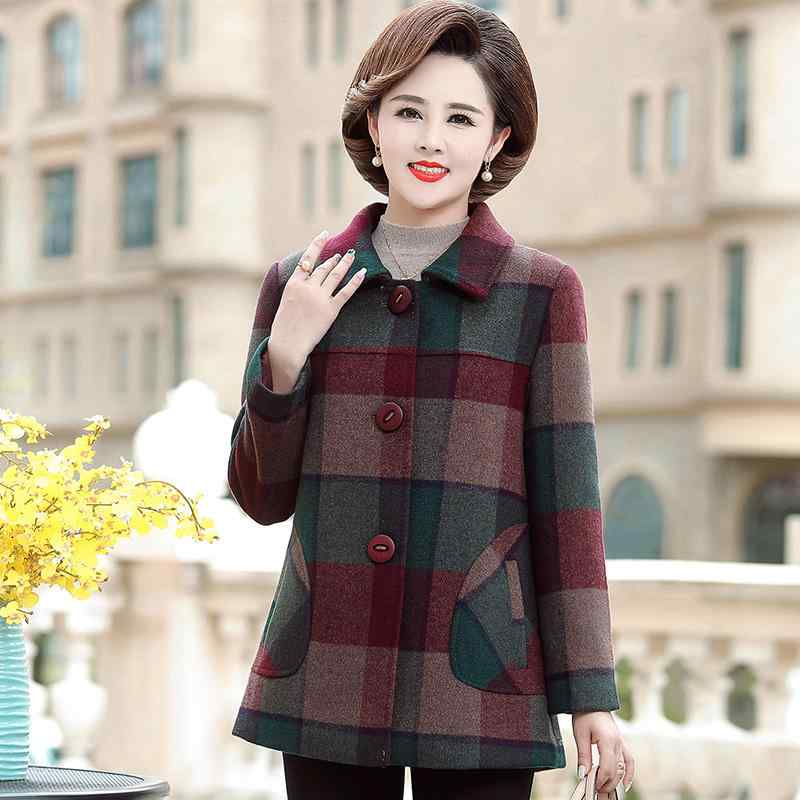 コート レディース ミセス 40代 50代 秋冬 チェック柄 格子柄 チェック ウール混 メルトンコート アウ..
