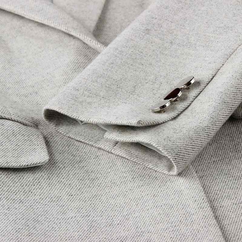 Wool - レディース テーラードジャケット 秋冬 韓国 スリムフィット カジュアル 通勤 オフィス ビジネス ミドル丈 ウール混 無地 長袖 シングルボタン きれいめ 上品 フォーマル 入学式 卒業式