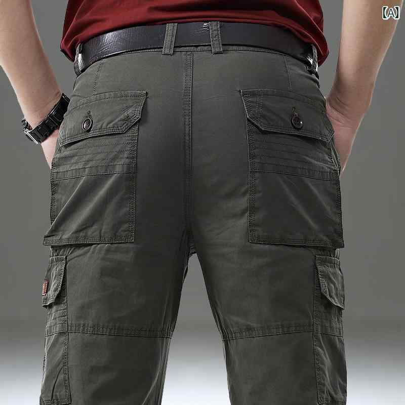 パンツ メンズ カーゴパンツ ゆったり ストレート 多ポケット 厚手 綿 ウォッシュ加工 秋冬 アウトドア ミリタリー タウン カジュアル ワークボトムス