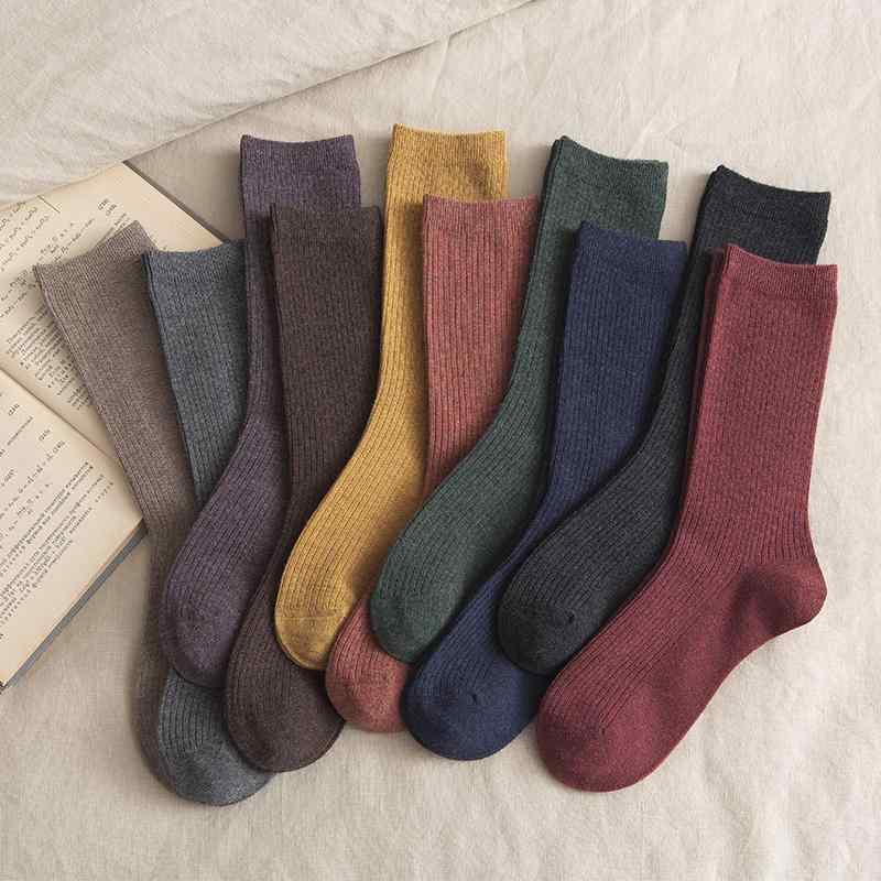 靴下 シーム ヘッド ロング ソックス 暖かいウール パイル チューブ ソックス(4)