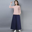 セットアップ レディース ヨガウェア 漢服 茶道着 瞑想服 リラックスウェア 綿麻 ワイドパンツ ゆったり 体型カバー 普段使い 春夏 白 ピンク ブルー