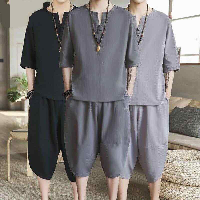 Other - Tシャツ メンズ タイ族 中国 タイ エスニック 民族衣装 東南アジア コットン Vネック ゆったり 普段使い 春夏 ホワイト ブラック グレー ネイビー