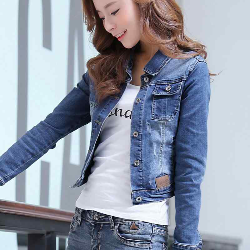 デニムジャケット レディース ショート丈 スリムフィット 韓国風 低身長 着痩せ 長袖 春秋 ストレッチ コットン ポロ襟 ポケット カジュアル 普段使い アウター