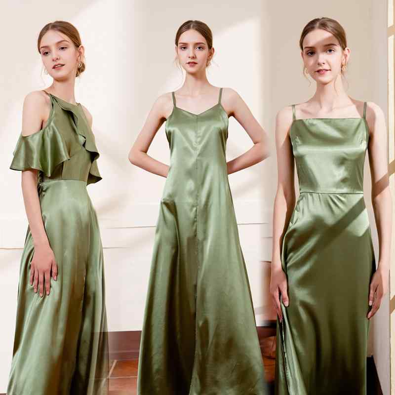 ドレス レディース ブライズメイド パーティー お呼ばれ 結婚式 二次会 フォーマル サテン Vネック フ..