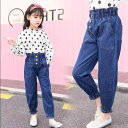 子供服 ジーンズ ジーパン キッズ デニム パンツ ロングパンツ キッズパンツ 長ズボン ボトムス こども ガールズ ハイウエストパンツ ガールズ カジュアル 暖かい