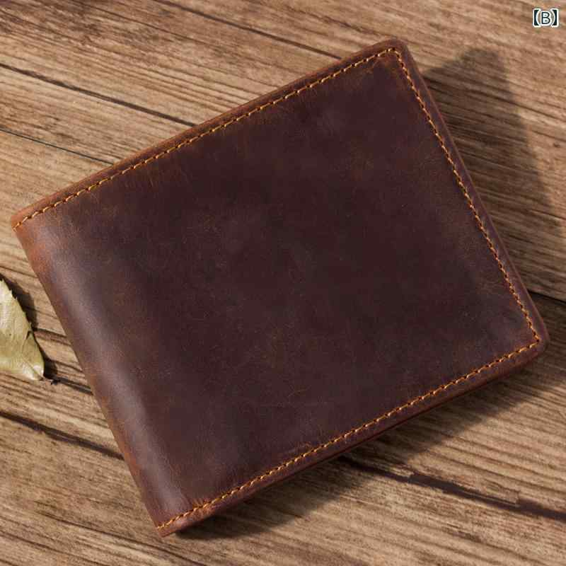 財布 メンズ 男性用 手作り 革 レトロ ヴィンテージ ショート ウォレット ファスナー 一枚革牛革 クホースレザー シンプル 免許証 カードケース 札入れ 小銭入れ