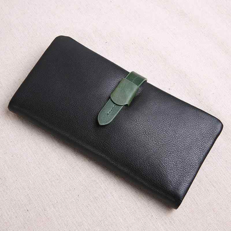 U, 吉 - 財布 レディース 長財布 牛革 革 ソフトレザー 縦型 ホック開閉 多機能 スマホ収納 札入れ 小銭入れ カード入れ バイカラー シンプル カジュアル イエロー グリーン ブラック