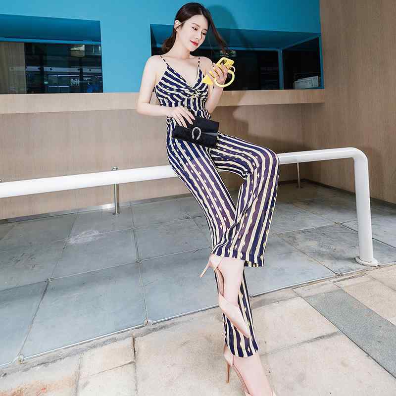 オールインワン コンビネゾン レディース セクシー キャミソール ストラップ ハイウエスト 微フレア フレアパンツ ロング丈 着痩せ スタイルアップ効果 エレガント 上品 ポリエステル 薄手 花柄 春夏 通勤 オフィス デイリー