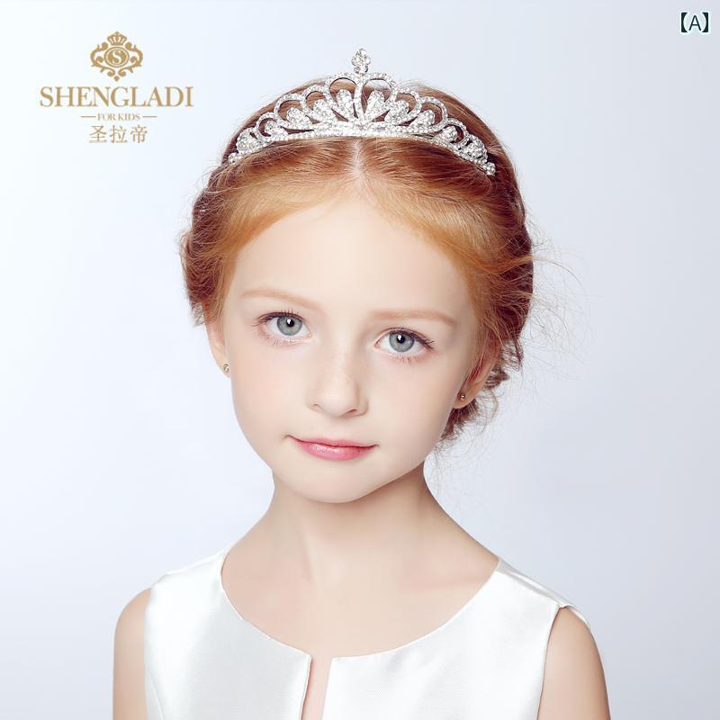 ヘアアクセサリー キッズ 女の子 王冠 ティアラ プリンセス カチューシャ ラインストーン ビッグ 発表会 結婚式 誕生日パーティー フォ..