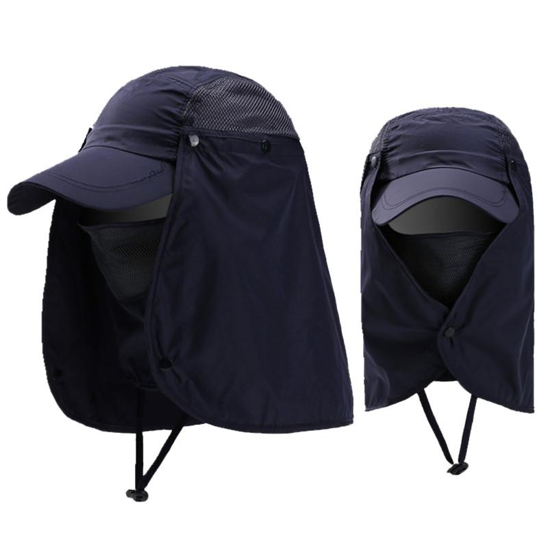 帽子 メンズ UVカット 釣り アウトドア 速乾 防虫 防風 日よけ サファリハット ツバ広 ネックガード フェイスカバー 春夏 ダークグリーン ネイビー