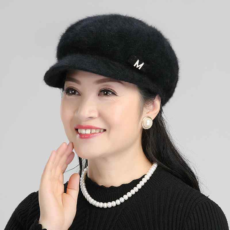 帽子 レディース キャップ 秋冬 ママ シニア ミセス 高齢者 裏起毛 ファー混紡 厚手 暖かい 防寒 つば..