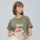 レディース Tシャツ かわいい おしゃれ 春 快適 半袖 コットン アメリカンレトロ フロント ショルダー トップス ハーフスリーブ