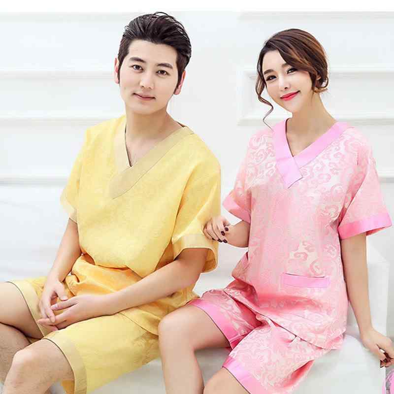 サウナウェア レディース ポリエステル綿混紡 バスローブ 湯着 マッサージウェア フットバスウェア 温..