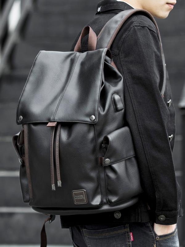 バックパック メンズ リュックサック 男性用 PVCレザー フェイクレザー 通学 通勤 ビジネス 旅行 普段..