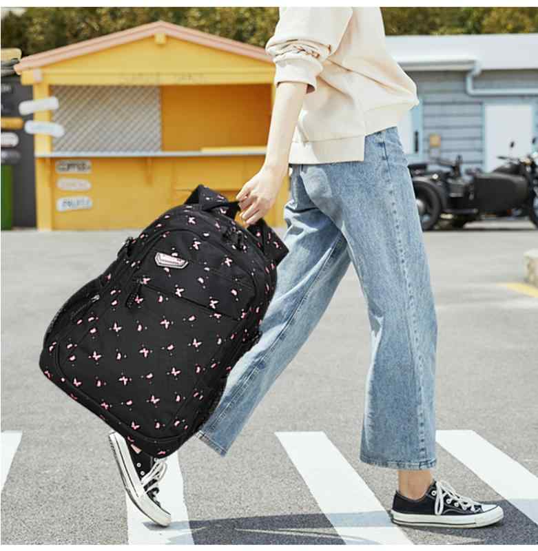 リュックサック レディース 学生 スクールバッグ 通学 カジュアル 旅行 軽量 大容量 ポリエステル製 スクエア型 幾何学模様 バイカラー 撥水 PC収納 多収納 ソフト